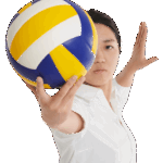 Frau mit Volleyball